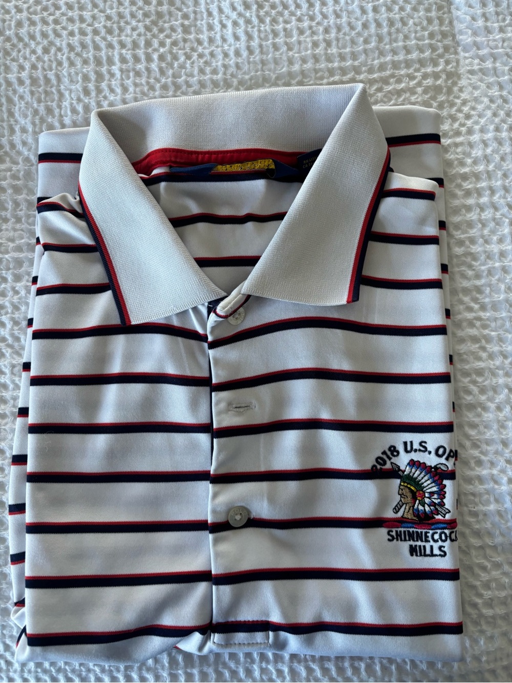 Ralph Lauren White Polo with Navy & Red Stripes